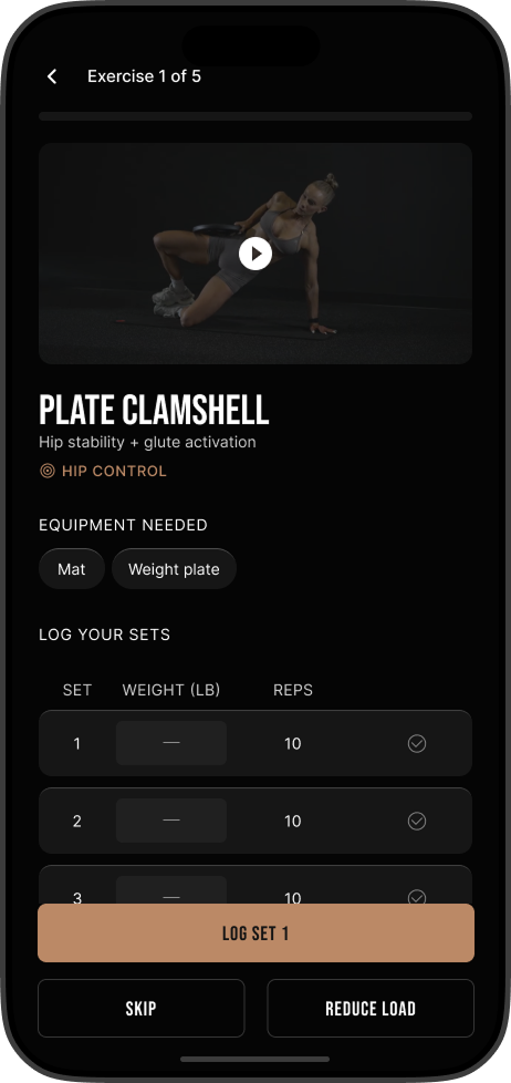 Workout screen